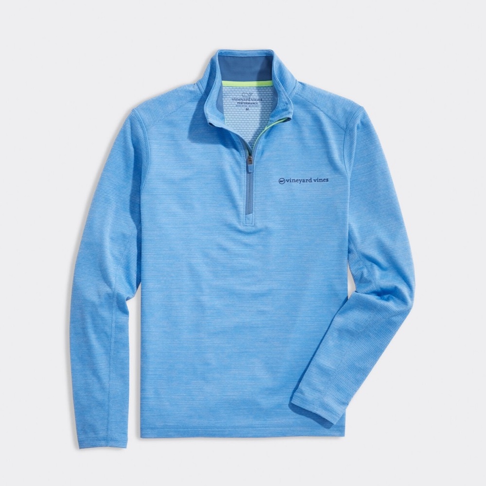 NWOT Quarter zip Vineyard Vines blue Sankaty performance Boys shirt sz M (12-14)